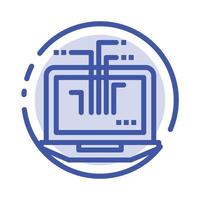 Computer Network Laptop Hardware Blue Dotted Line Line Icon vector