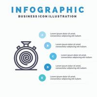 Action Cycle Flow Nonstop Slow Line icon with 5 steps presentation infographics Background vector