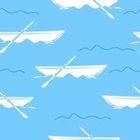 Boat and oars crossed in outline style. Seamless pattern. Sea texture. Printable design. Wallpaper element. Random square pattern. vector