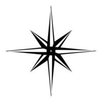 Compass star in lineart style. Outline vector illustration isolated on white background.