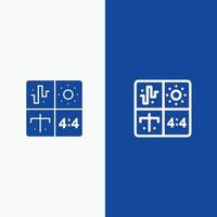 Audio Design Development Engineering Process Line and Glyph Solid icon Blue banner Line and Glyph So vector