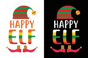 CHRISTMAS HAPPY ELF T SHIRT vector