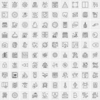 paquete de 100 iconos de líneas universales para móviles y web vector