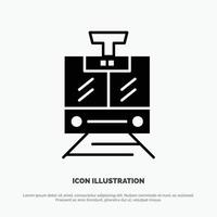 Train Public Service Vehicle Solid Black Glyph Icon vector