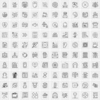 paquete de 100 iconos de líneas universales para móviles y web vector