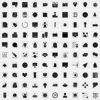 Set of 100 Universal Solid Icons vector