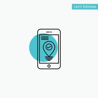 Navigation Location Pointer Smartphone turquoise highlight circle point Vector icon