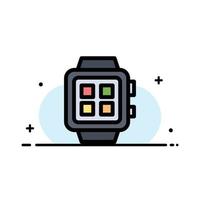plantilla de banner de vector de icono de línea plana de negocio de reloj de tecnología inteligente de hogar electrónico