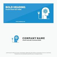 Boosting Ability Boosting Knowledge Mind SOlid Icon Website Banner and Business Logo Template vector