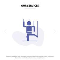 Our Services Command Control Human Manipulate Manipulation Solid Glyph Icon Web card Template vector