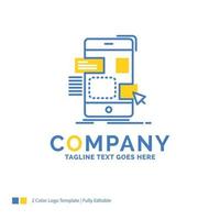 drag. mobile. design. ui. ux Blue Yellow Business Logo template. Creative Design Template Place for Tagline. vector