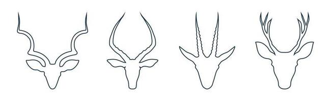 cabeza de ciervo con arte de línea vectorial de ilustración de cuerno grande vector