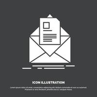 correo. contrato. carta. Email. icono de información. símbolo de vector de glifo para ui y ux. sitio web o aplicación móvil