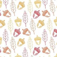 Seamless pattern with oak autumn leaves and acorns. Perfect for wallpapers, wrapping papers, pattern fills, textile, autumn greeting cards, Thanksgiving Day cards vector