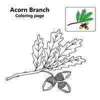 Coloring book for children, Oak branch vector