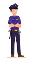 Vector illustration of policeman isolated on white background. Calling for a crime.