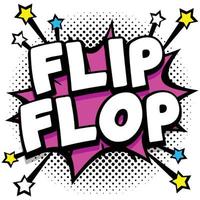 flip-flop pop art comic burbujas de discurso libro efectos de sonido vector