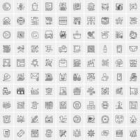 paquete de 100 iconos de líneas universales para móviles y web vector