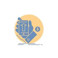 phone. hand. Shopping. smartphone. Currency Glyph Icon. vector