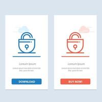 Lock Locked Security Internet  Blue and Red Download and Buy Now web Widget Card Template vector