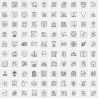 paquete de 100 iconos de líneas universales para móviles y web vector