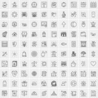 paquete de 100 iconos de líneas universales para móviles y web vector