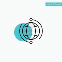 globo negocio conectar conexión global internet mundo turquesa resaltar círculo punto vector icono