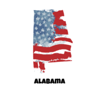 USA state Alabama. State silhouette, watercolor american flag background. png