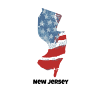 USA state New Jersey. State silhouette, watercolor american flag background. png