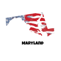 USA state Maryland. State silhouette, watercolor american flag background. png