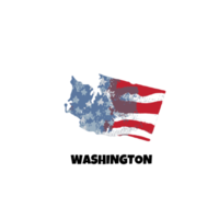 USA state Washington. State silhouette, watercolor american flag background. png