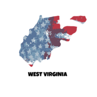 estado americano da Virgínia Ocidental. silhueta do estado, fundo de bandeira americana em aquarela. png