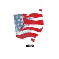 estado dos eua ohio. silhueta do estado, fundo de bandeira americana em aquarela. png