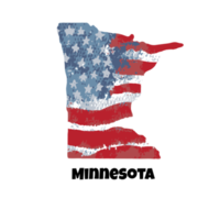 USA state Minnesota. State silhouette, watercolor american flag background. png