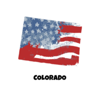 USA state Colorado. State silhouette, watercolor american flag background. png