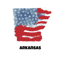 USA state Arkansas. State silhouette, watercolor american flag background. png