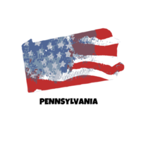 USA state Pennsylvania. State silhouette, watercolor american flag background. png