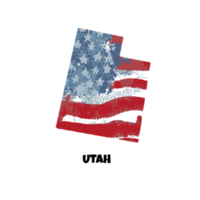 USA state Utah. State silhouette, watercolor american flag background. png