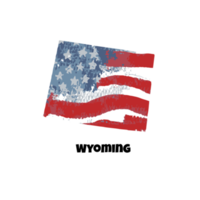 USA state Wyoming. State silhouette, watercolor american flag background. png