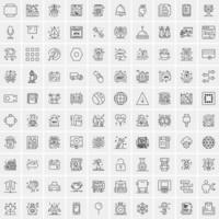 paquete de 100 iconos de líneas universales para móviles y web vector