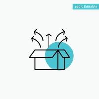 Release Box Launch Open Box Product turquoise highlight circle point Vector icon