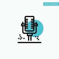 Mic Microphone Professional Recording turquoise highlight circle point Vector icon