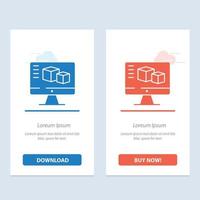 cuadro de monitor de computadora computación azul y rojo descargar y comprar ahora plantilla de tarjeta de widget web vector