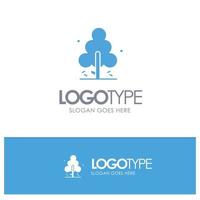 Nature Pine Spring Tree Blue Solid Logo with place for tagline vector