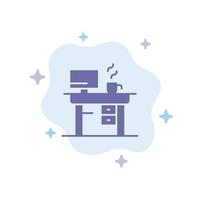Job Laptop Office Working Blue Icon on Abstract Cloud Background vector