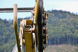 The cable car system on the background of Mount Makovitsa, one of the Carpathian Mountains photo