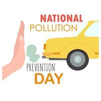 Car with exhaust gases and palm as a symbol against environmental pollution vector