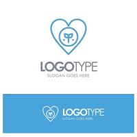 Ecology Environment Favorite Heart Like Blue Outline Logo Place for Tagline vector