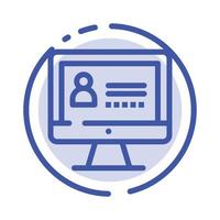 Computer Internet Security Blue Dotted Line Line Icon vector