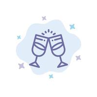 Drink Alcohol Juice Romantic Couple Blue Icon on Abstract Cloud Background vector